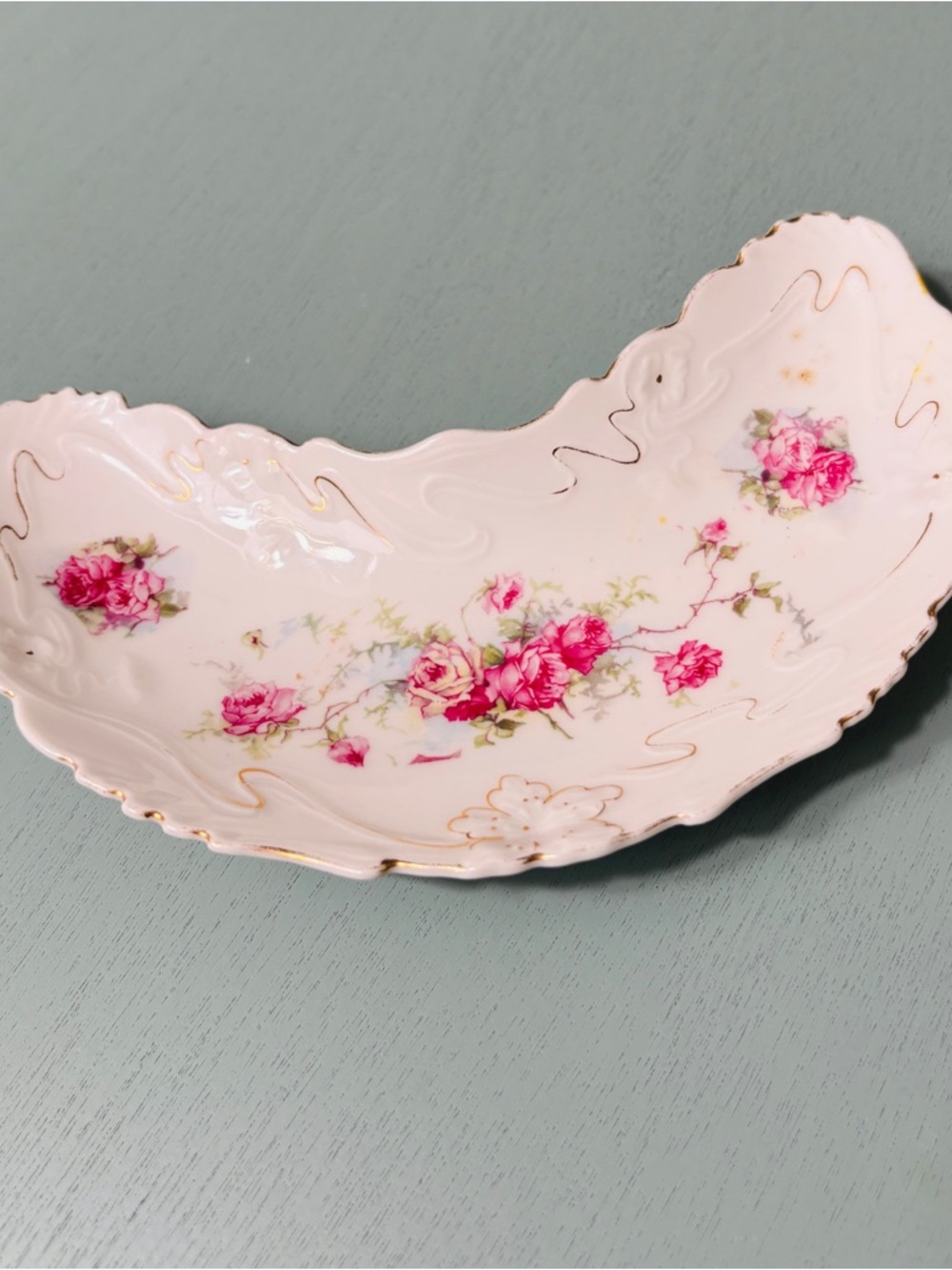 Antique Haviland Limoges. Crescent-shaped Trinket Dish - Picture 2 of 4